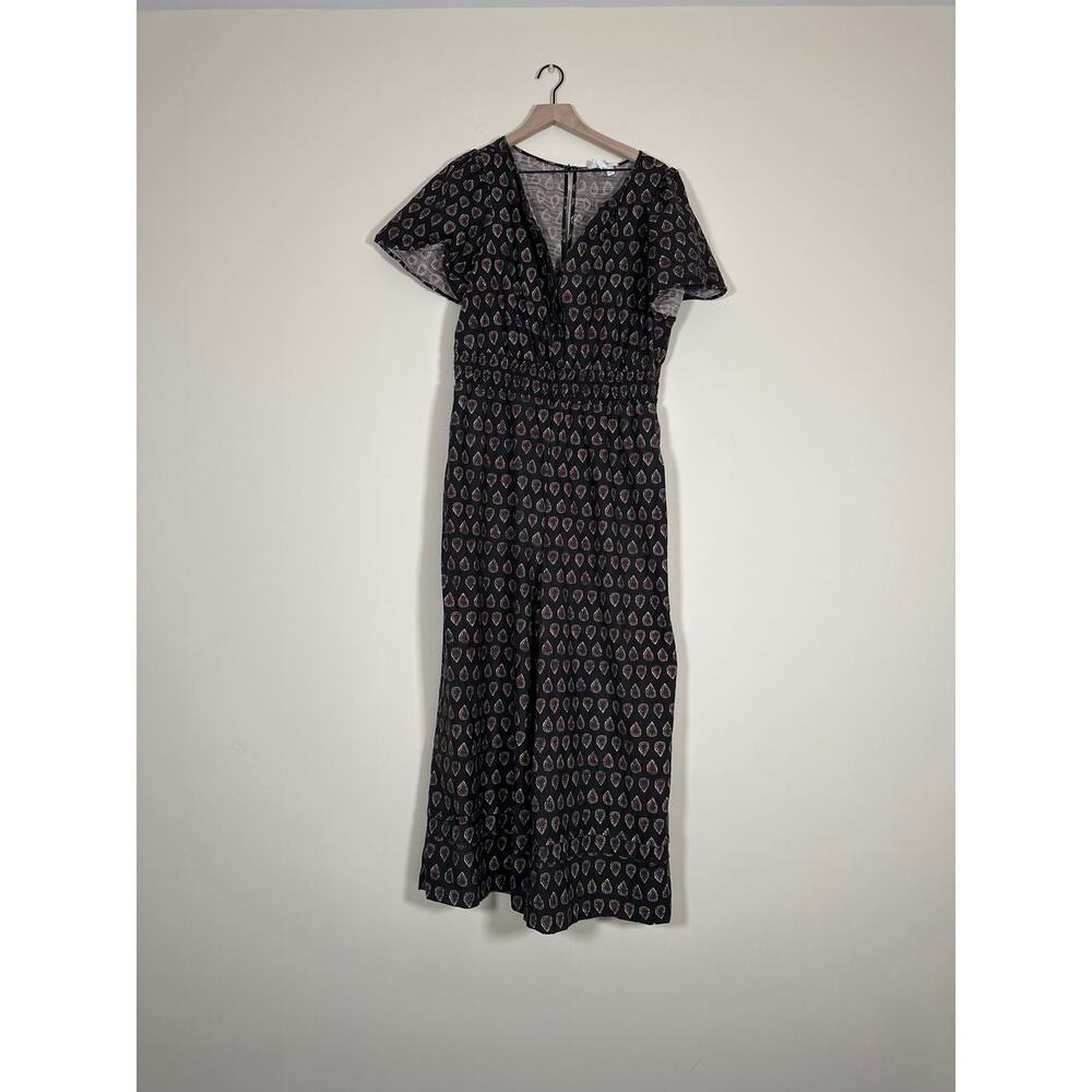 Anthropologie Somerset Wide Leg Jumpsuit Women’s Large Boho Black Paisley - Picture 6 of 14